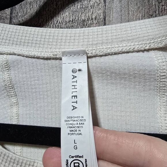 Athleta Momentum Cream Metallic Waffle Knit Top - Picture 6 of 7